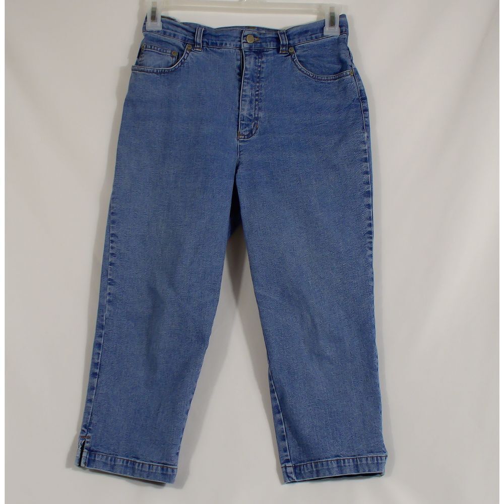 Lauren Jeans Co Cropped Denim Pants Size 8 Medium Wash Straight Leg Capri‎ Jeans